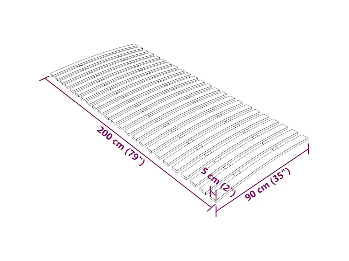 Rete di ricambio per letto con 24 doghe 90x200 cm
