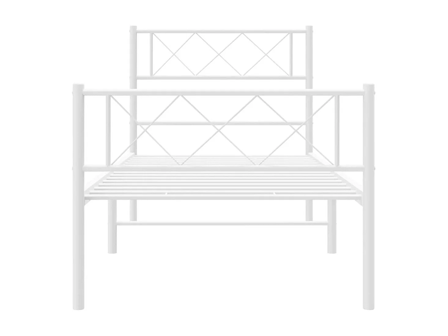 Cadre de lit métal sans matelas avec pied de lit blanc 90x190cm