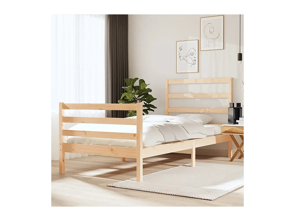Cadre de lit sans matelas bois de pin massif 90x190 cm