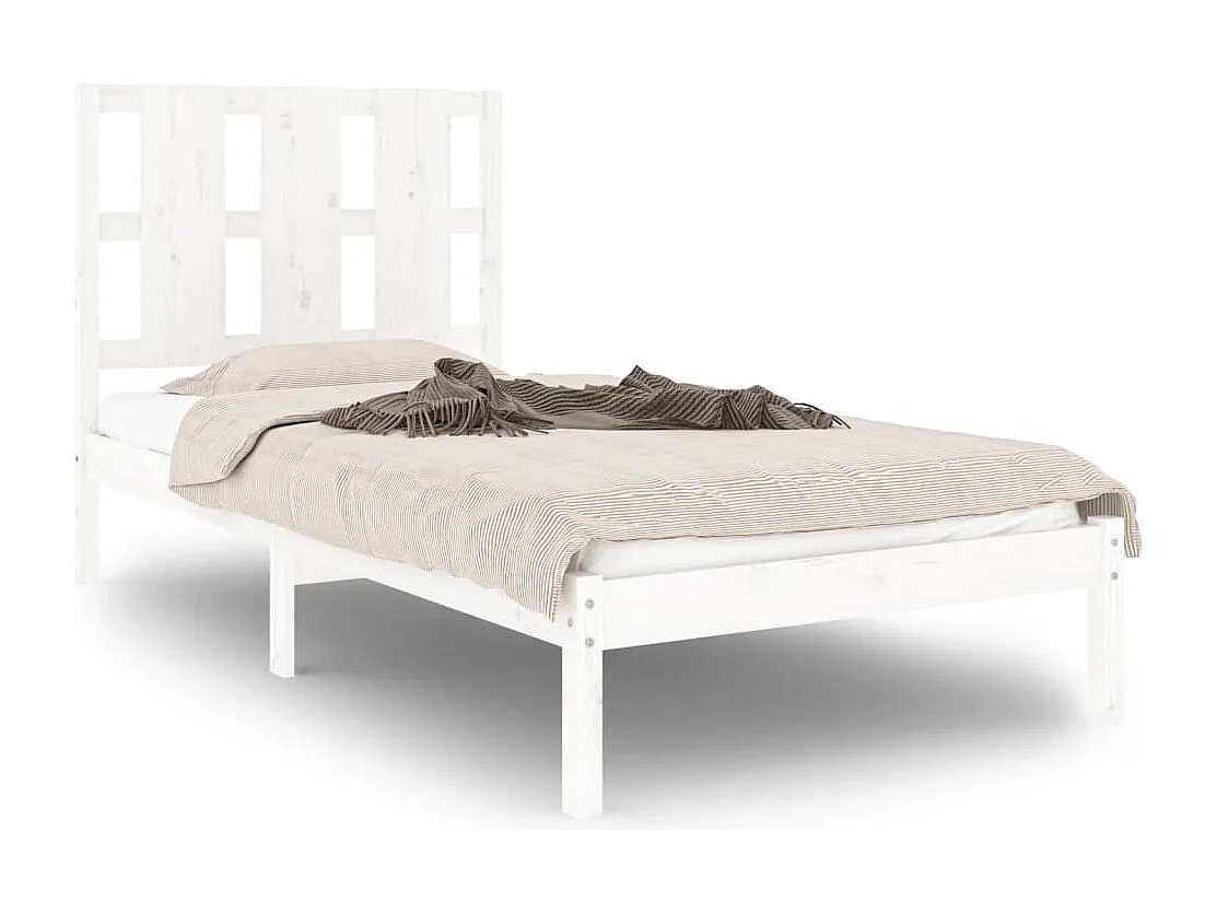Cadre de lit sans matelas blanc 75x190 cm bois massif
