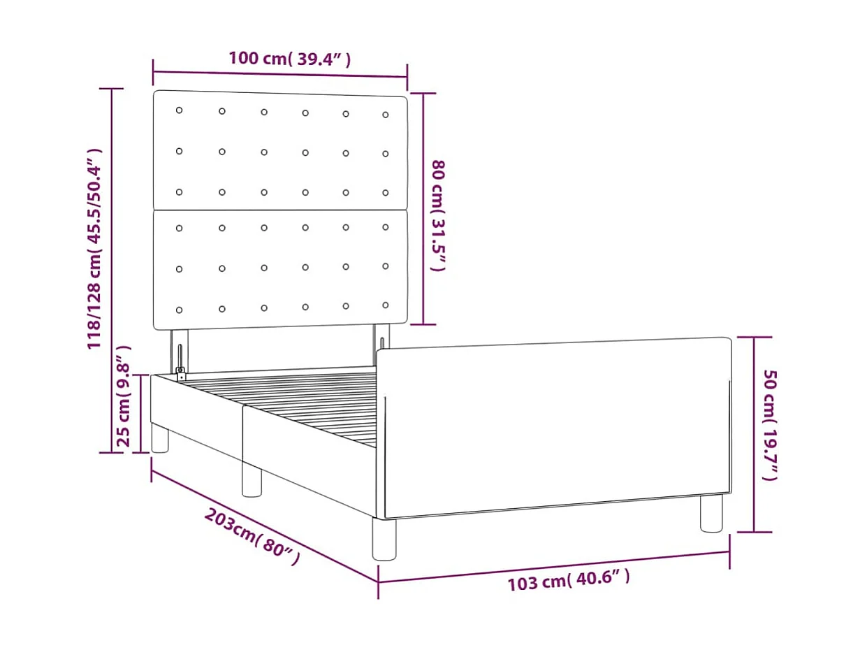 Bedframe met hoofdbord kunstleer wit 100x200 cm