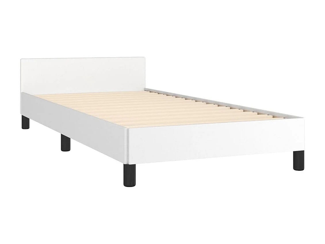 Bedframe met hoofdbord kunstleer wit 100x200 cm