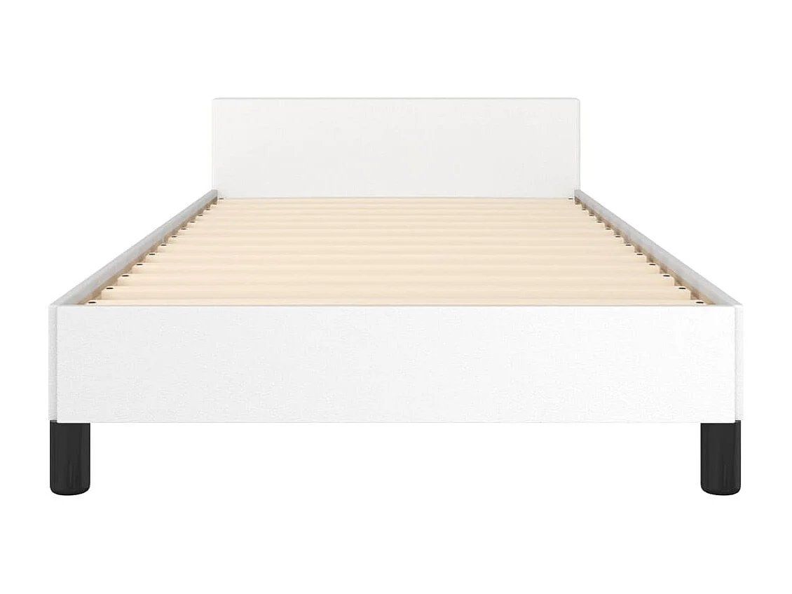 Bedframe met hoofdbord kunstleer wit 100x200 cm