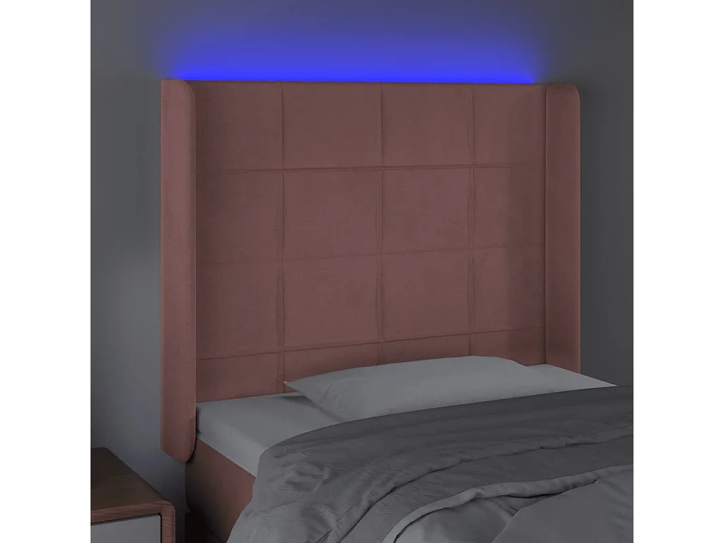 Tête de lit à LED Rose 83x16x118/128 cm Velours