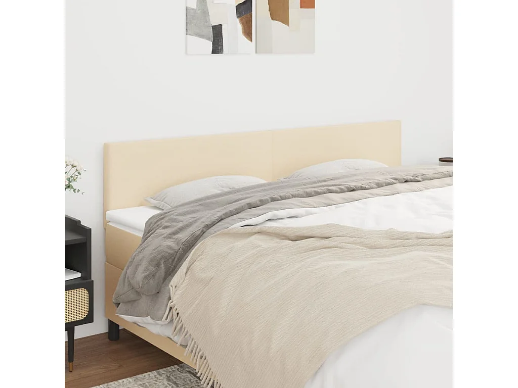 Hoofdborden 180x5x78/88 cm stof crèmekleurig