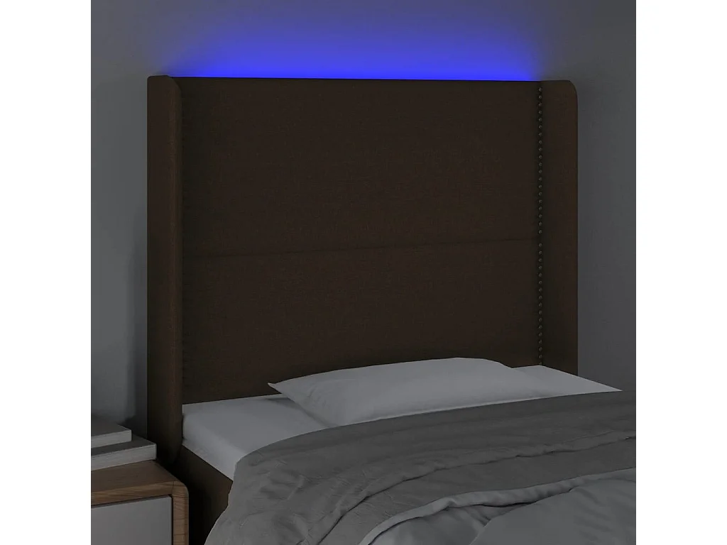 LED Kopfteil Dunkelbraun 93x16x118/128 cm Stoff