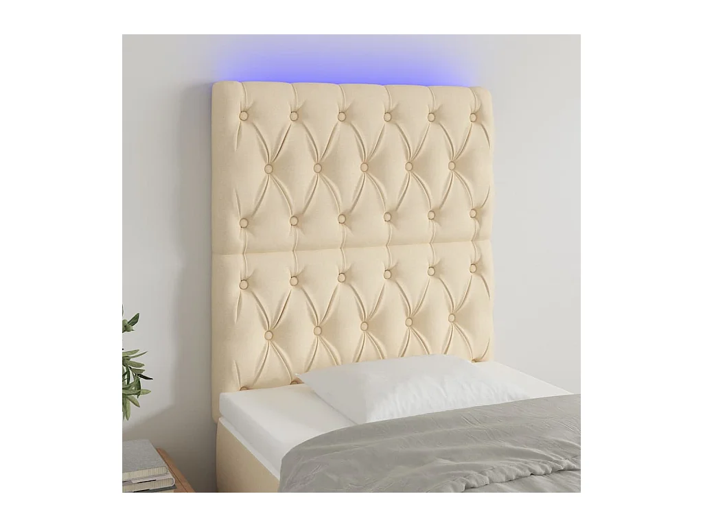 Tête de lit à LED Crème 80x7x118/128 cm Tissu