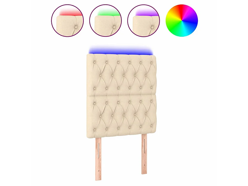 Tête de lit à LED Crème 80x7x118/128 cm Tissu