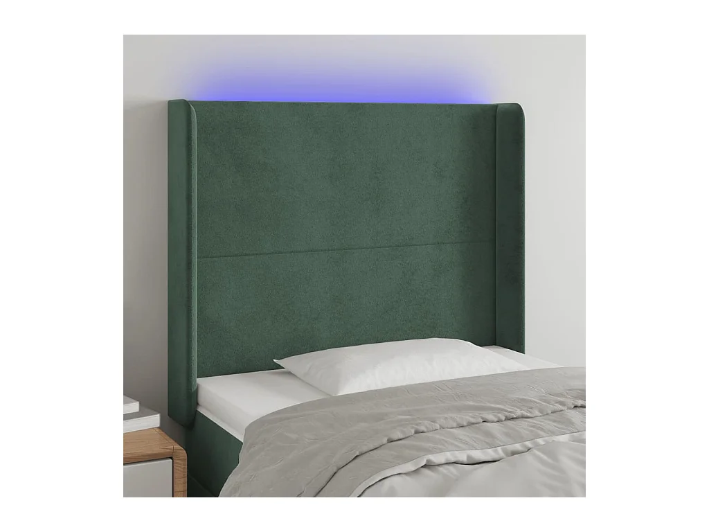 Tête de lit à LED Vert foncé 103x16x118/128 cm Velours