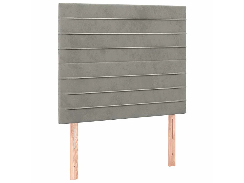 Hoofdbord LED 90x5x118/128 cm fluweel lichtgrijs