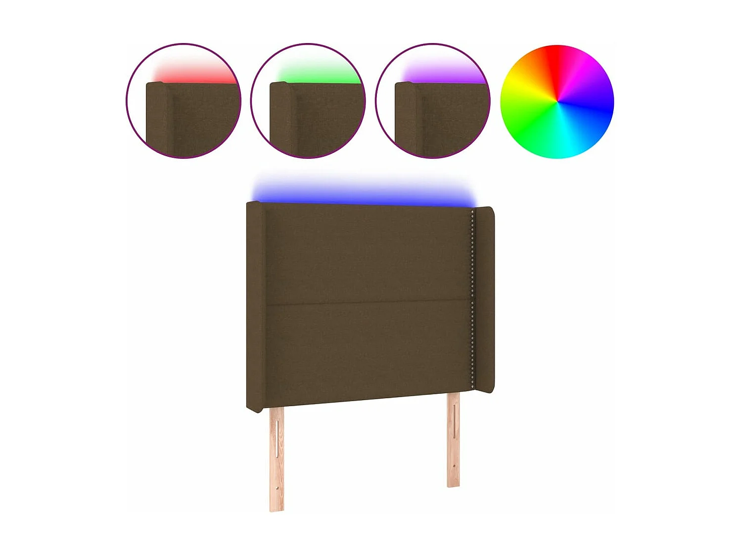 Cabecero con LED de tela marrón oscuro 83x16x118/128 cm