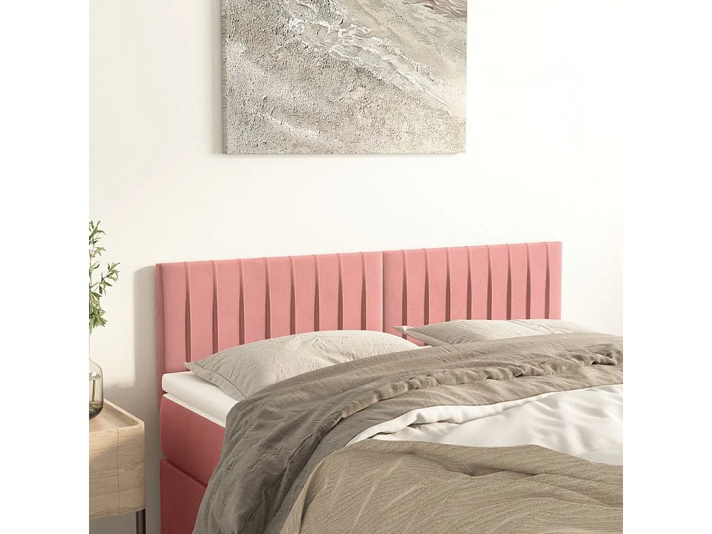 Hoofdborden 144x5x78/88 cm fluweel roze