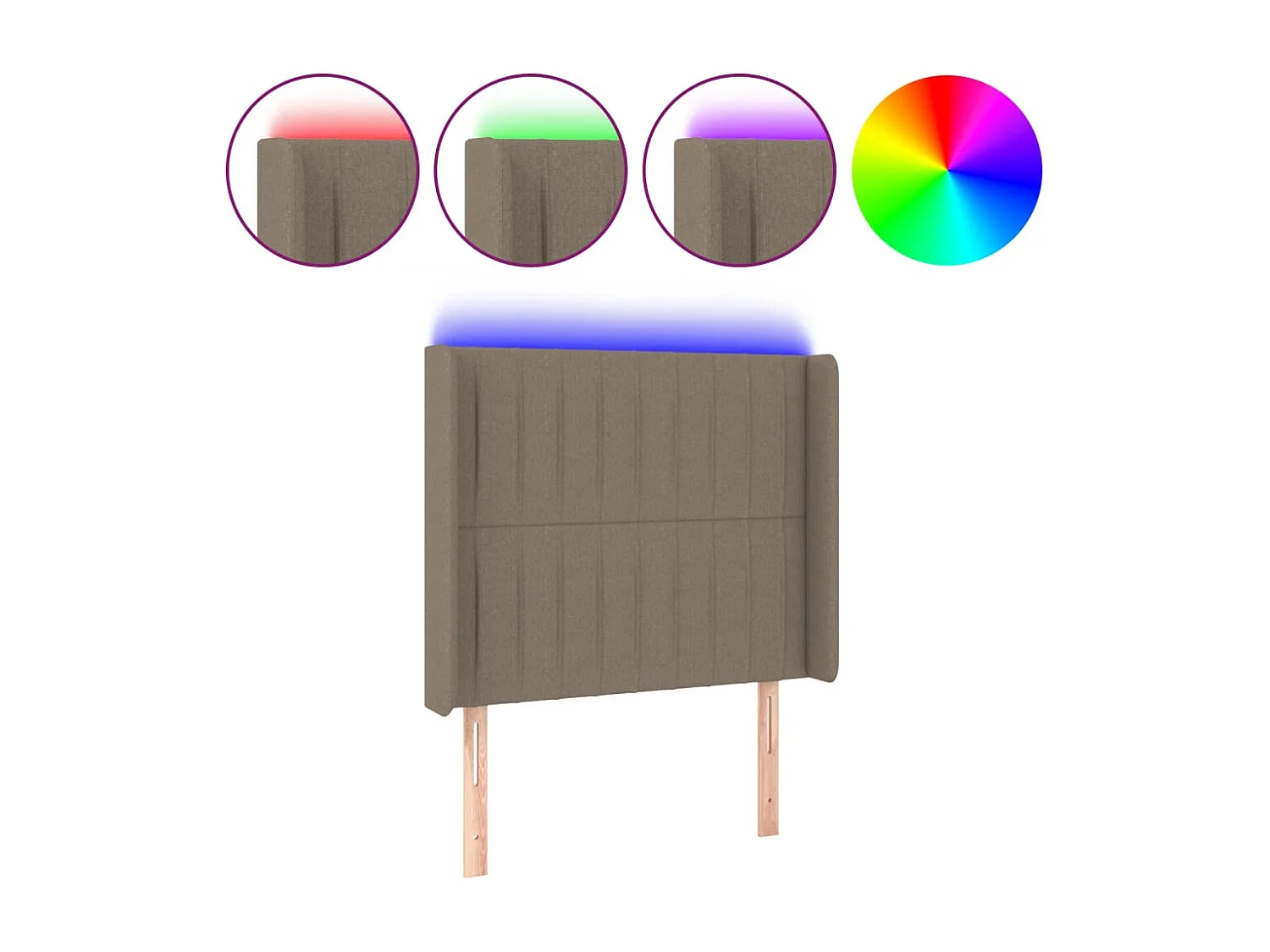 Tête de lit à LED Taupe 103x16x118/128 cm Tissu