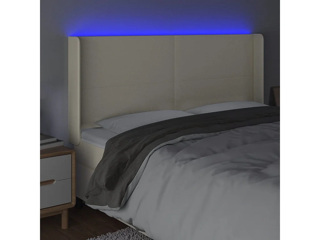 Testiera a LED Crema 183x16x118/128 cm in Similpelle