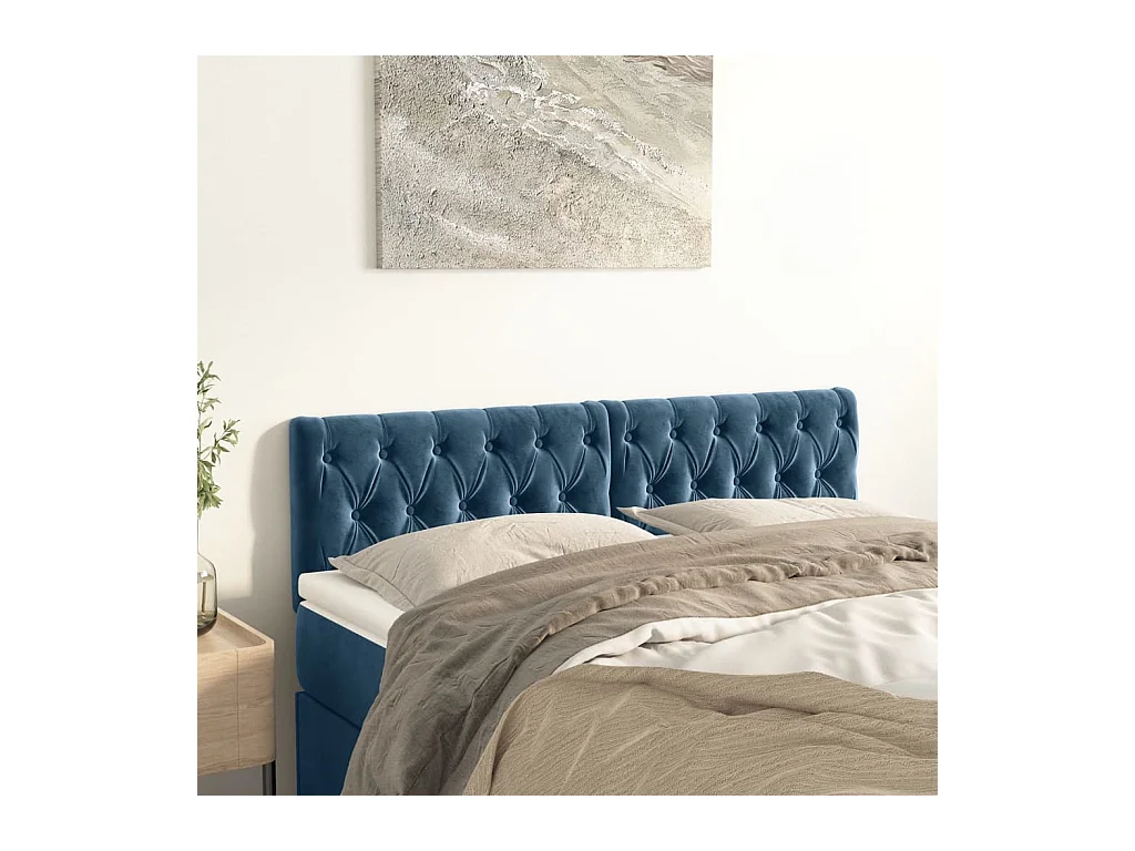 Têtes de lit 2 pcs Bleu foncé 72x7x78/88 cm Velours