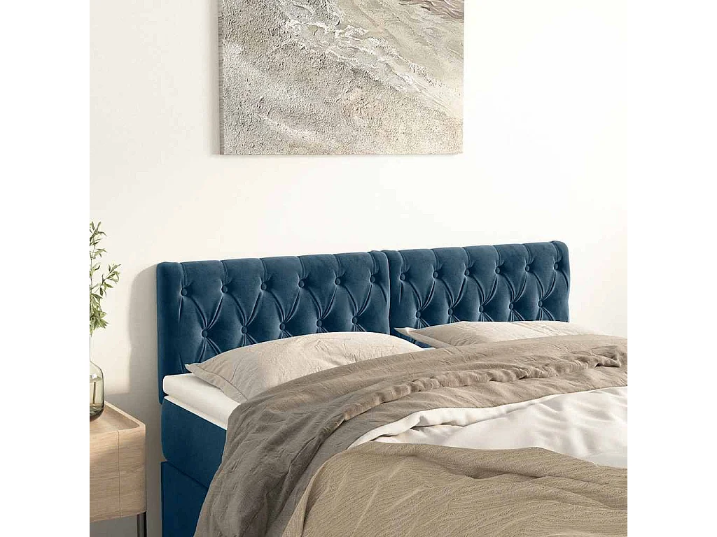 Têtes de lit Bleu foncé 144 x 7 x 78/88 cm Velours