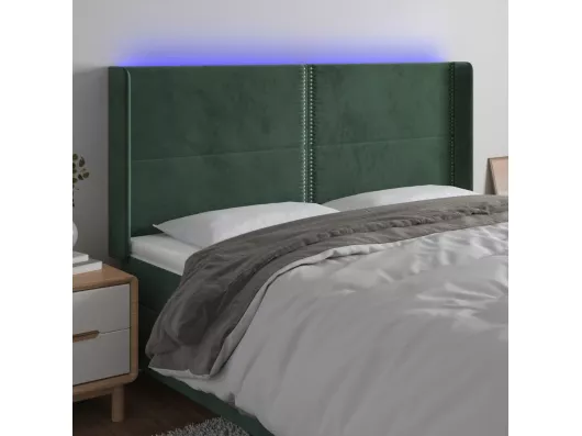 Kauf Unique LED Kopfteil Dunkelgrün 203x16x118/128 cm Samt