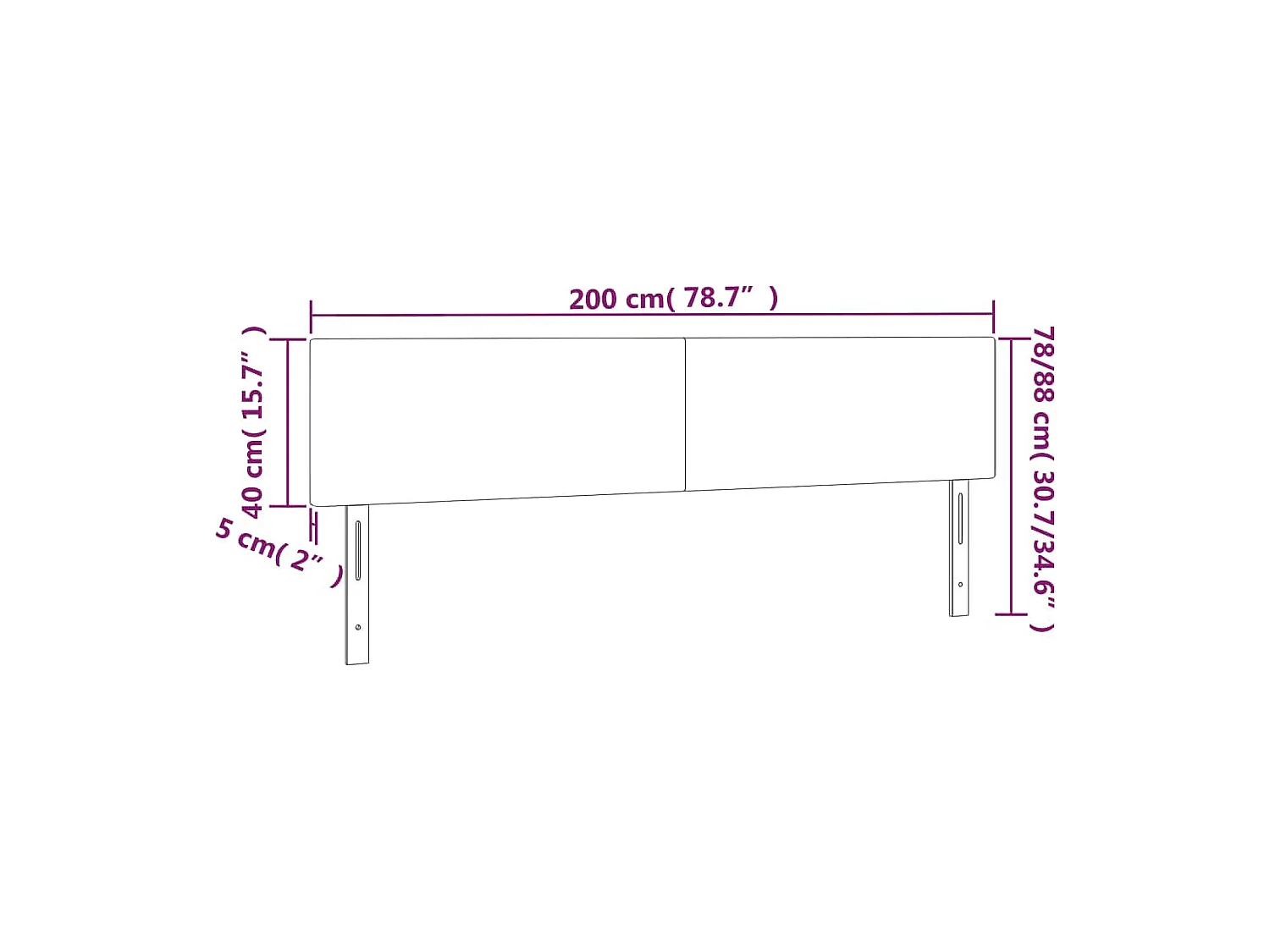 Kopfteile 2 Stk. Dunkelblau 100x5x78/88 cm Samt