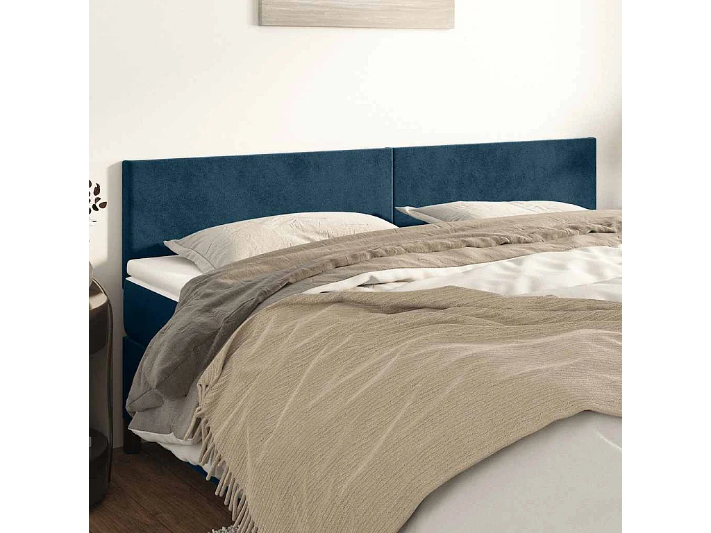 Cabeceros terciopelo azul oscuro 200x5x78/88 cm