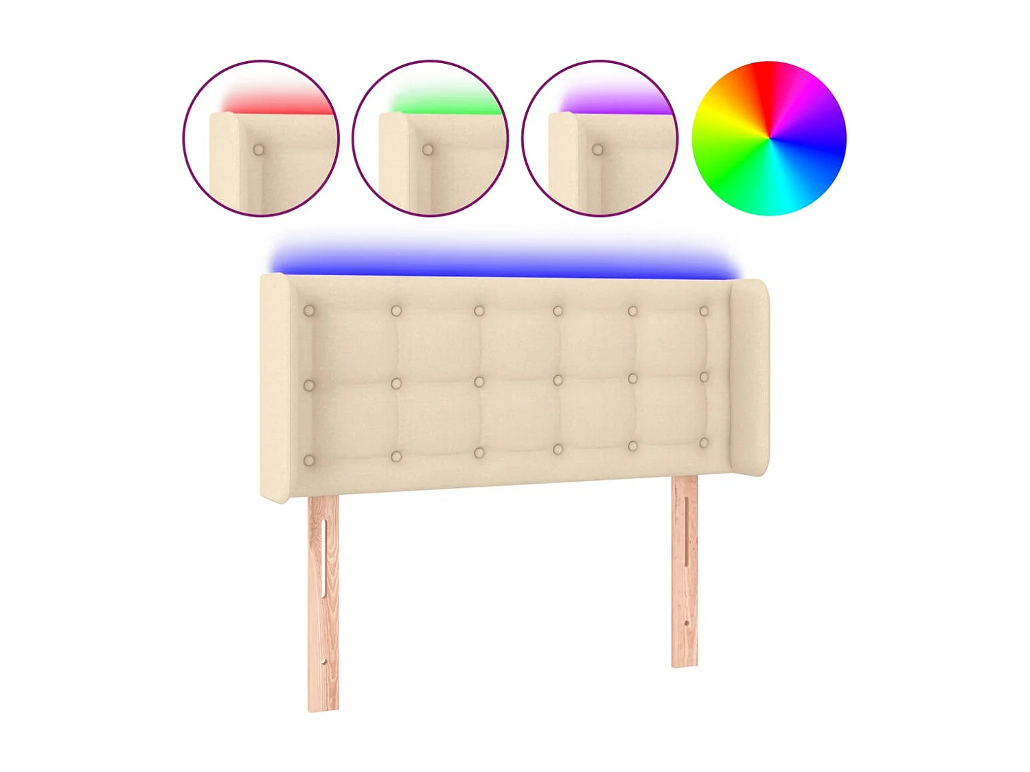 Hoofdbord LED 103x16x78/88 cm stof crèmekleurig