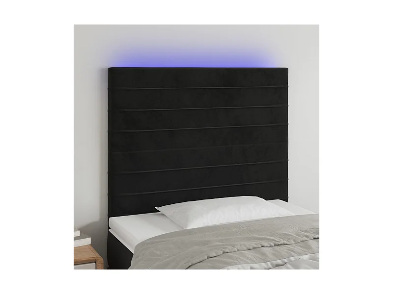 Tête de lit à LED Noir 90x5x118/128 cm Velours
