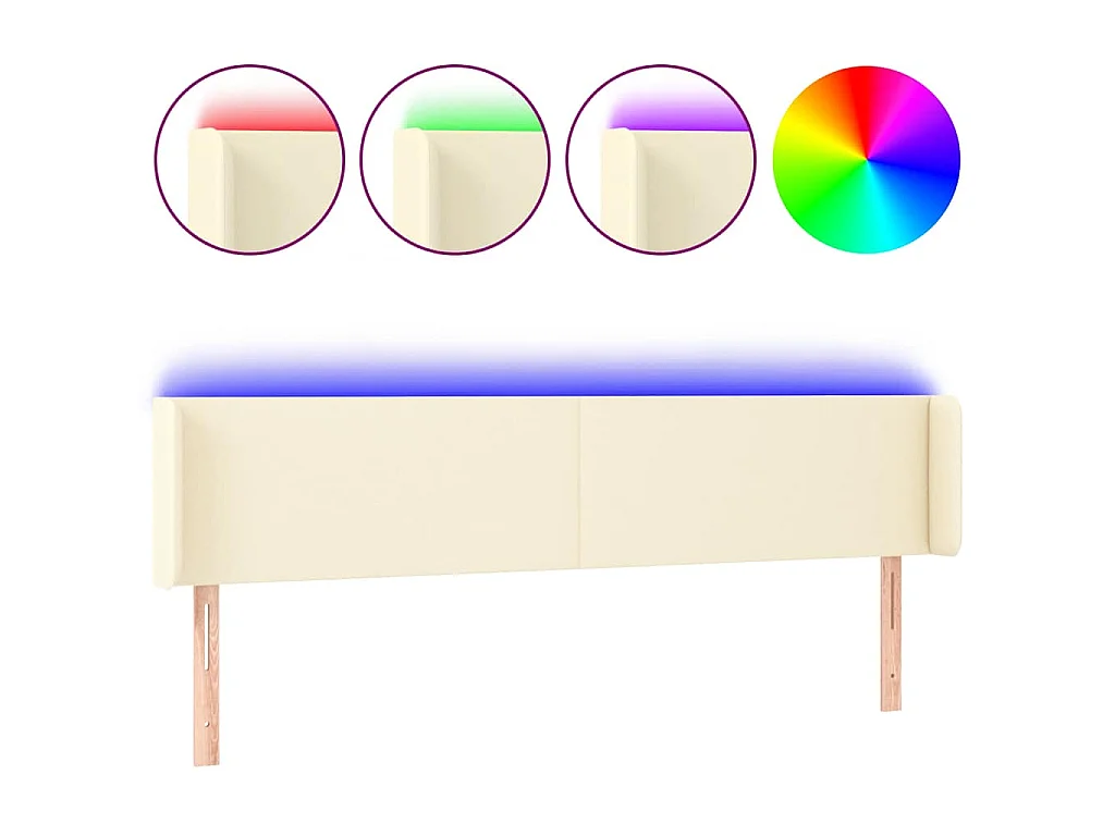 LED Kopfteil Creme 203x16x78/88 cm Kunstleder