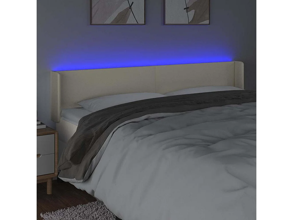 LED Kopfteil Creme 203x16x78/88 cm Kunstleder