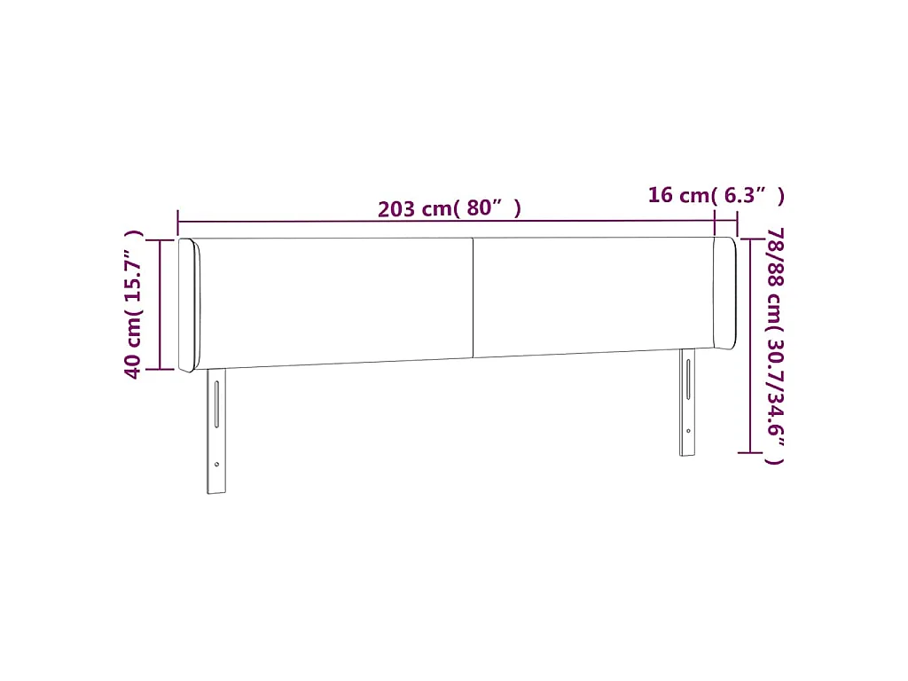 LED Kopfteil Creme 203x16x78/88 cm Kunstleder