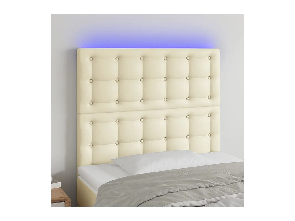 Tête de lit à LED Crème 100x5x118/128 cm Similicuir