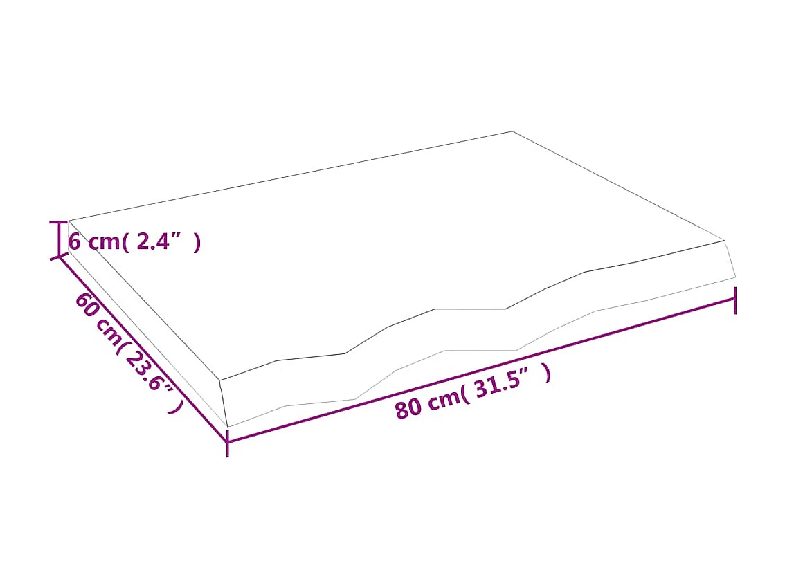 Wandschap 80x60x(2-6) cm behandeld massief eikenhout lichtbruin