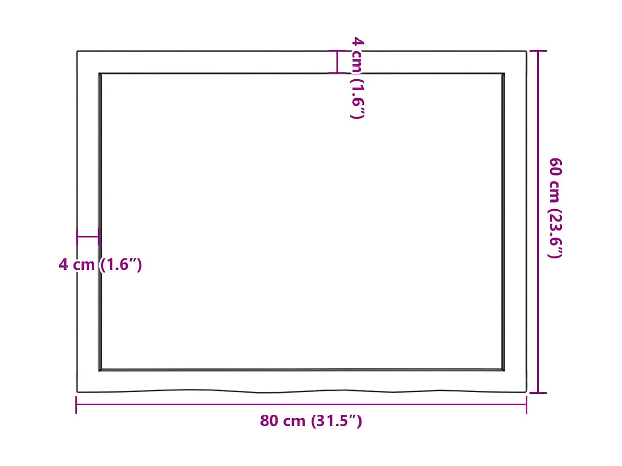 Wandschap 80x60x(2-6) cm behandeld massief eikenhout lichtbruin