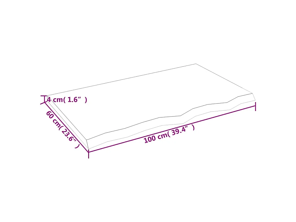 Wandregal Hellbraun 100x60x(2-4) cm Massivholz Eiche Behandelt