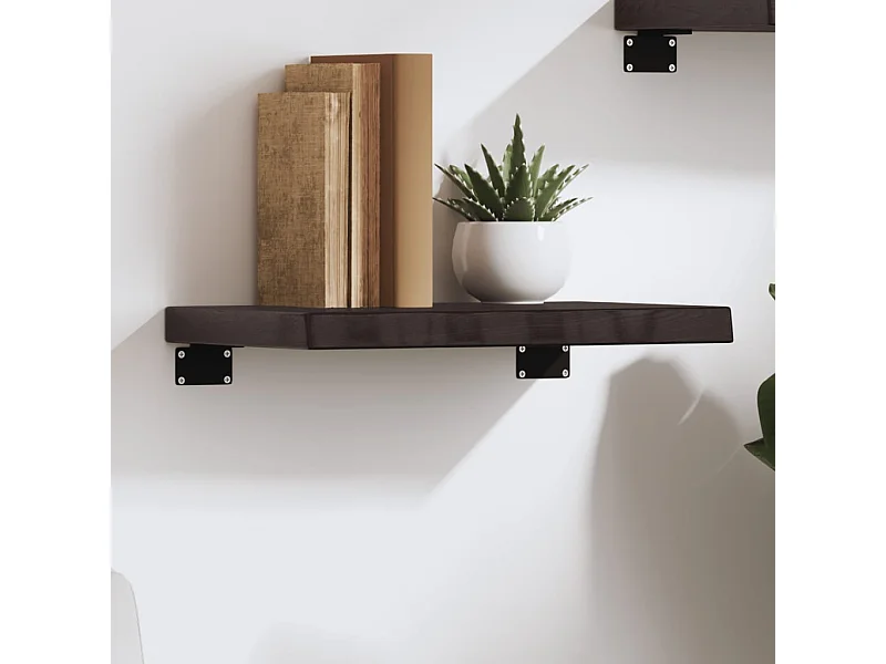 Wandregal Dunkelbraun 40x20x4 cm Massivholz Eiche Behandelt