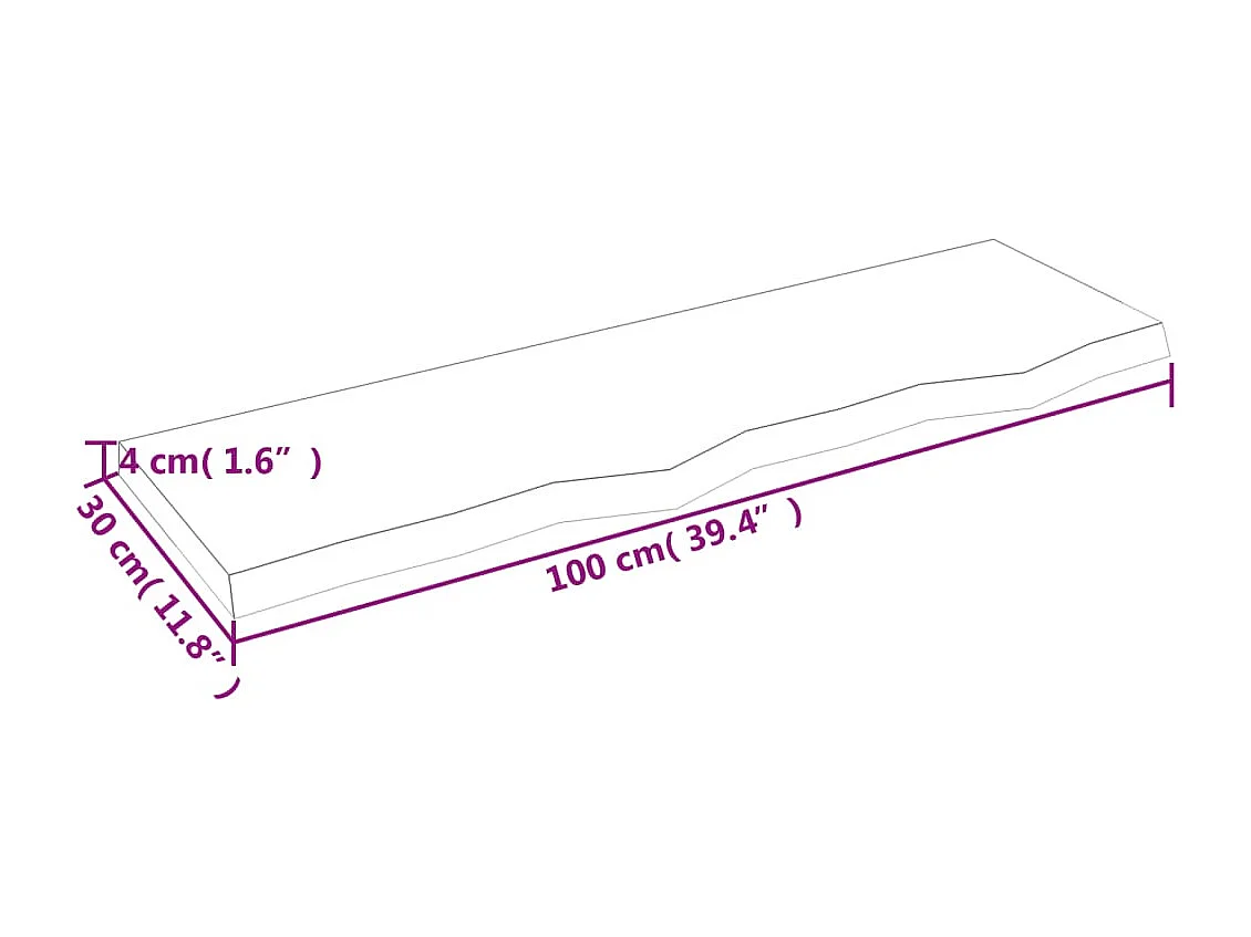 Étagère murale marron clair bois chêne massif traité