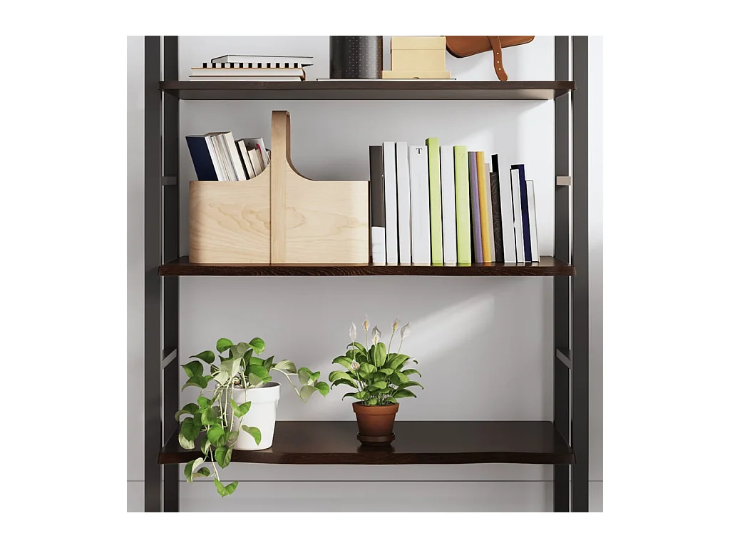 Wandregal Dunkelbraun 80x60x2 cm Massivholz Eiche Behandelt