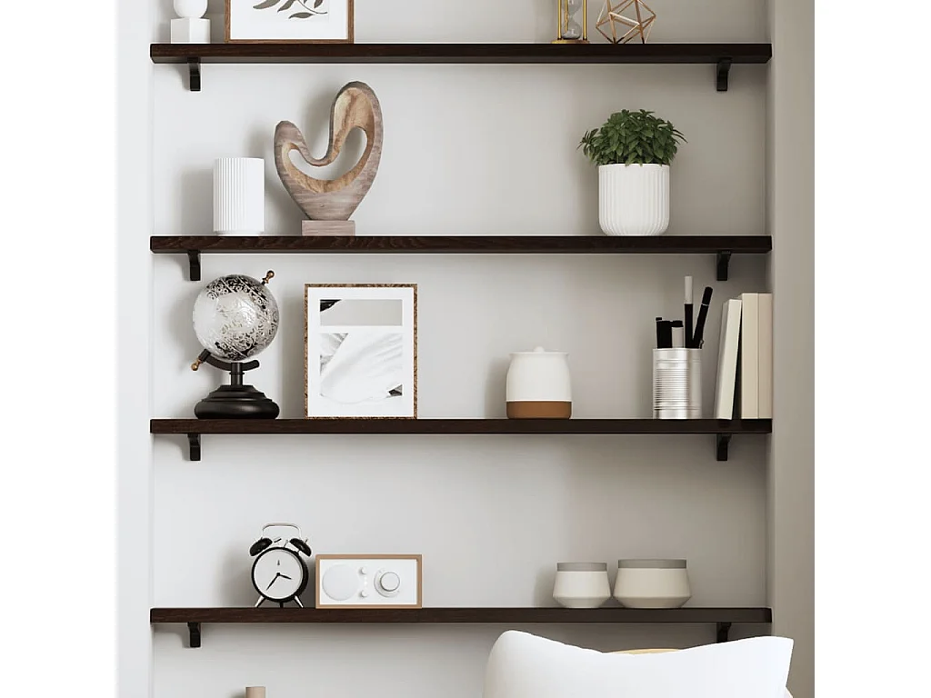 Étagère murale marron foncé 100x10x2cm bois chêne massif traité