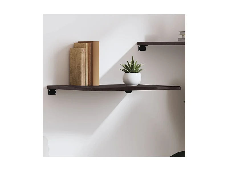 Wandregal Dunkelbraun 60x50x2 cm Massivholz Eiche Behandelt