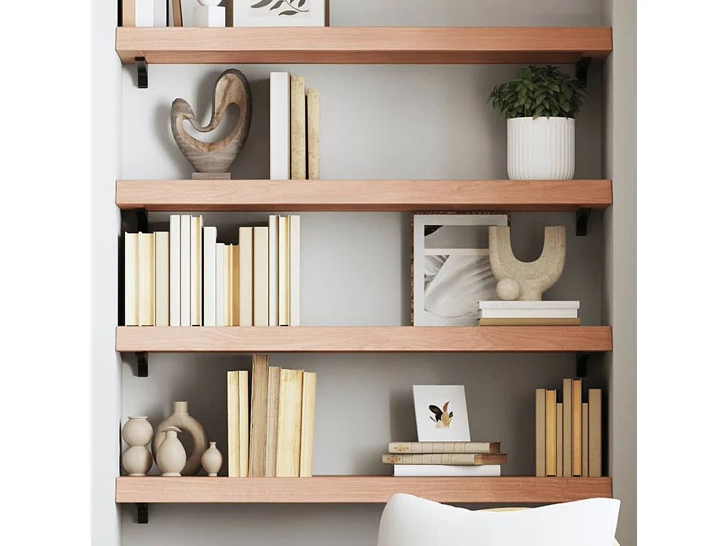 Étagère murale marron clair bois chêne massif traité