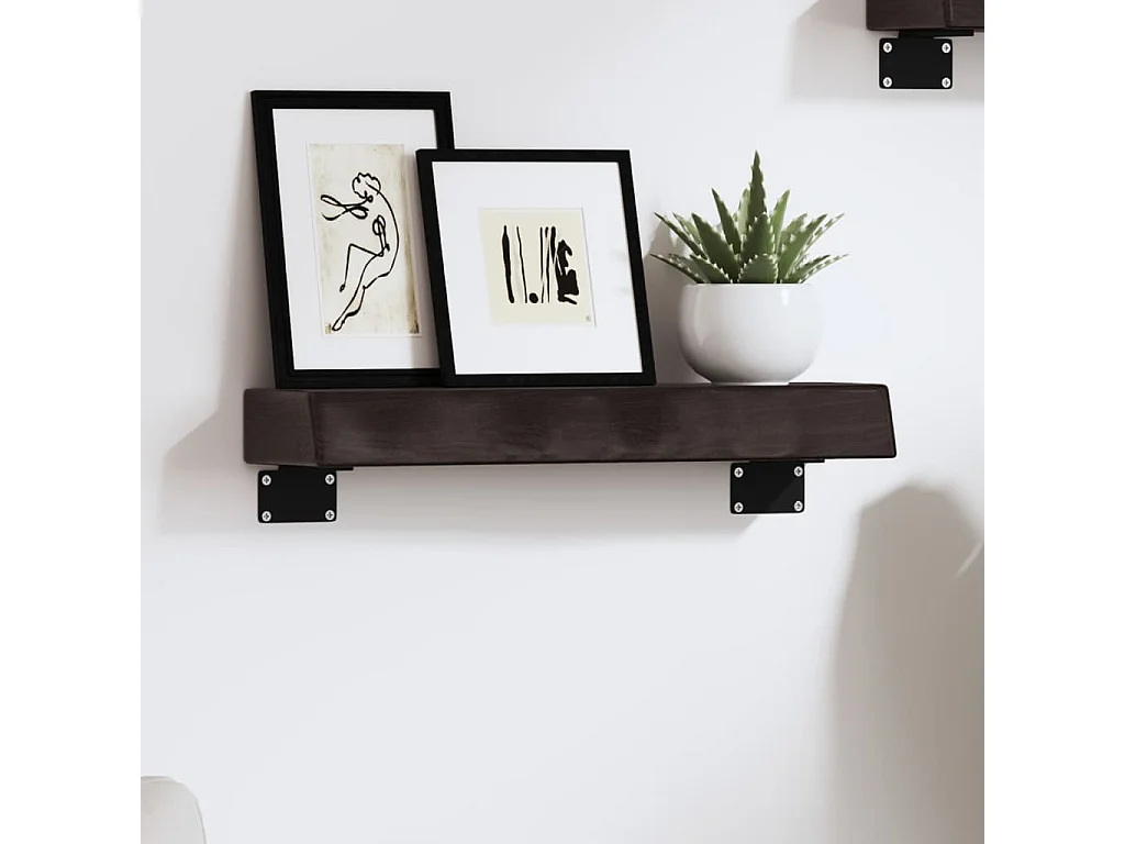 Ripiano Muro Marrone Scuro 40x10x6 cm Massello Rovere Trattato