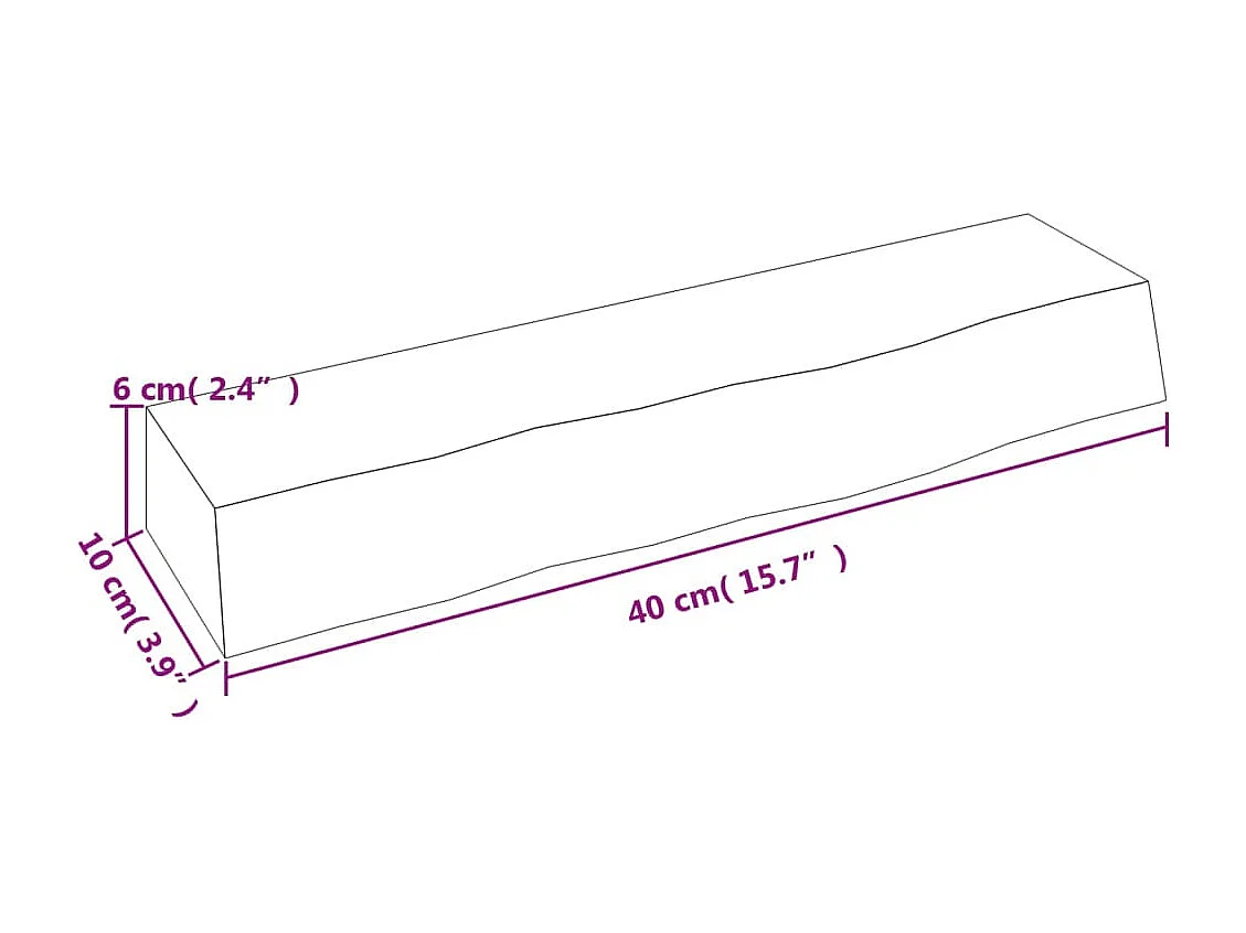 Ripiano Muro Marrone Scuro 40x10x6 cm Massello Rovere Trattato