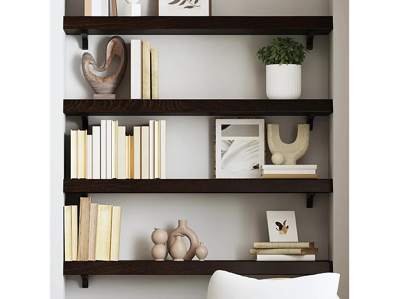 Étagère murale marron foncé 100x20x6cm bois chêne massif traité