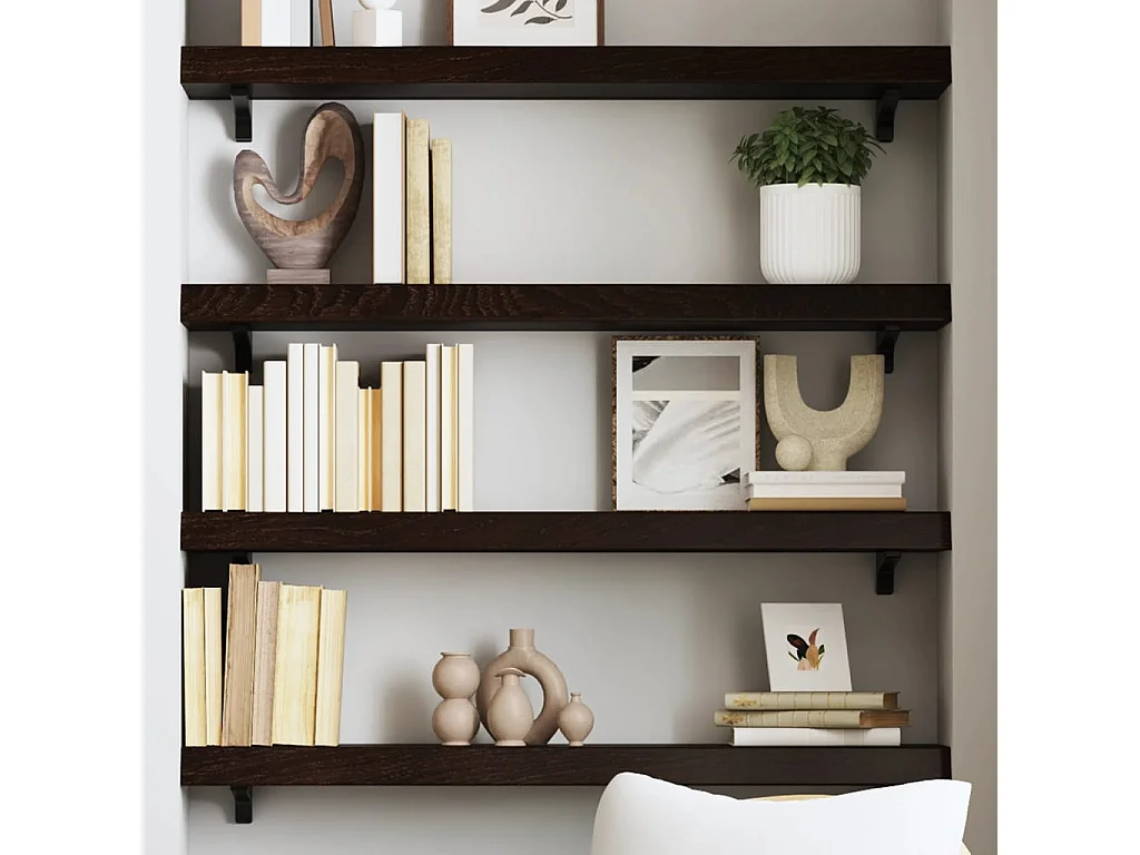 Étagère murale marron foncé 100x20x6cm bois chêne massif traité