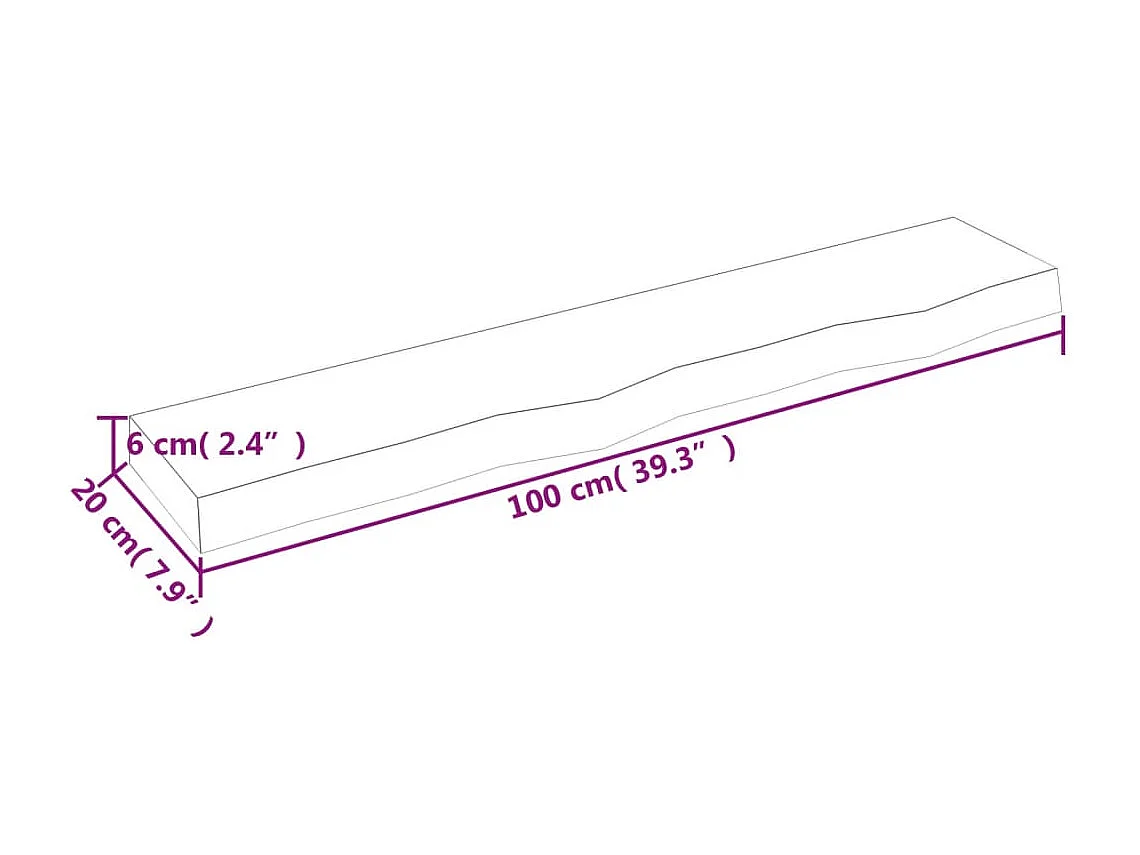 Étagère murale marron foncé 100x20x6cm bois chêne massif traité