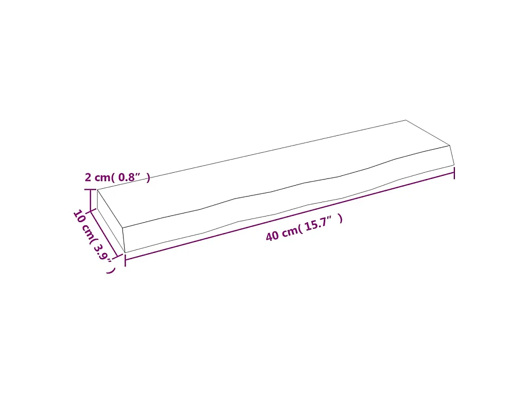 Wandregal Dunkelbraun 40x10x2 cm Massivholz Eiche Behandelt