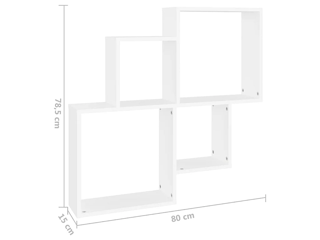 Wandschap kubus 80x15x78,5 cm bewerkt hout wit