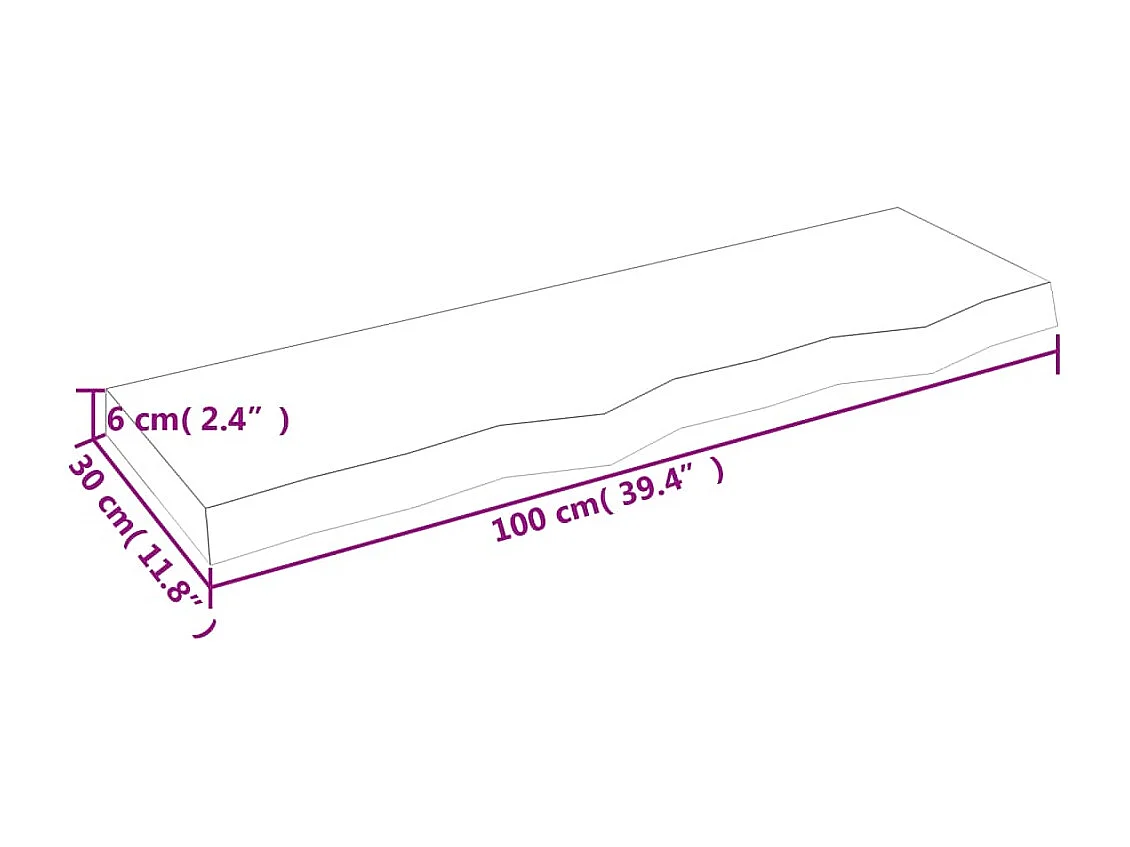 Wandregal Dunkelbraun 100x30x(2-6)cm Massivholz Eiche Behandelt