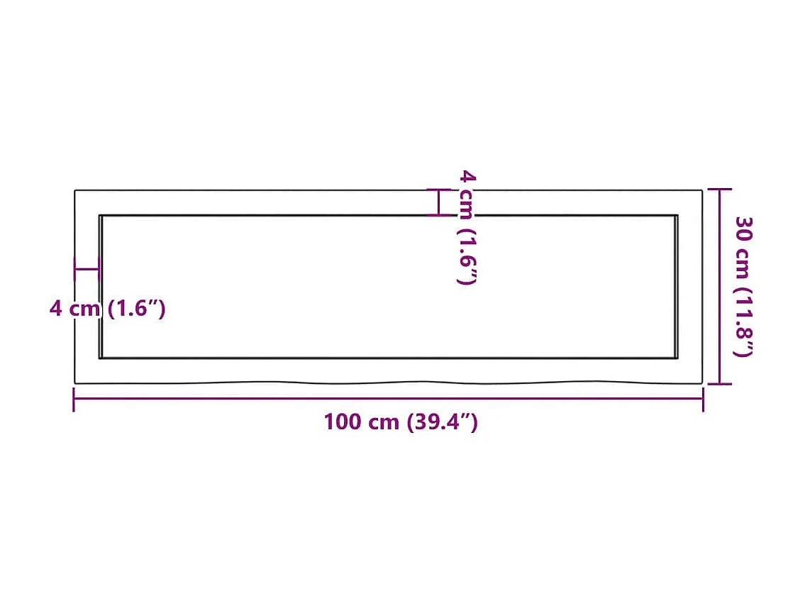 Wandregal Dunkelbraun 100x30x(2-6)cm Massivholz Eiche Behandelt