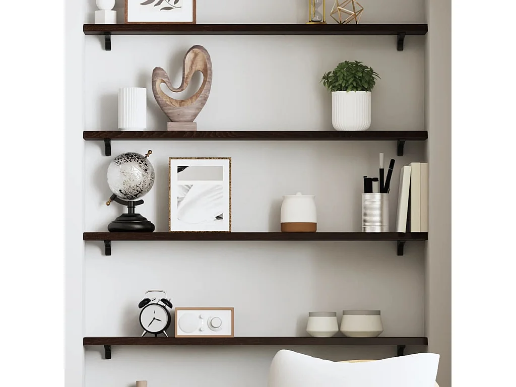 Wandregal Dunkelbraun 80x10x2 cm Massivholz Eiche Behandelt
