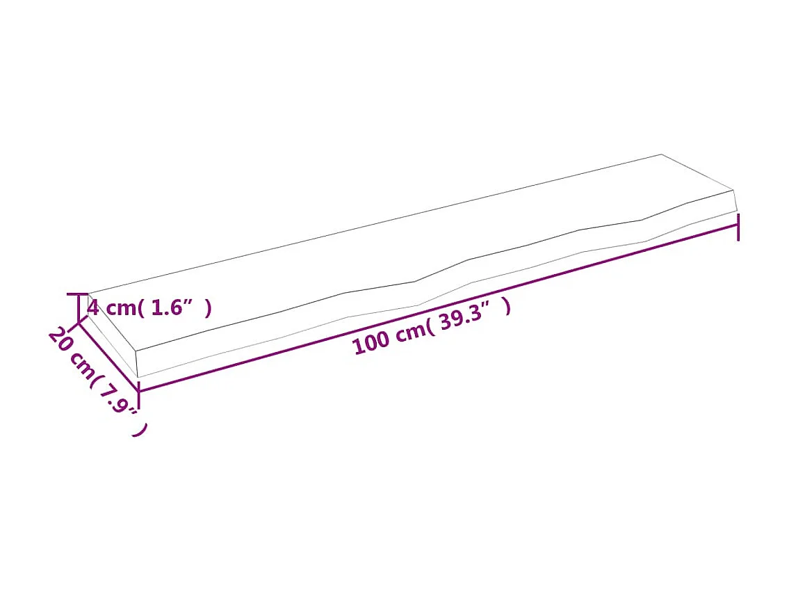 Wandregal Dunkelbraun 100x20x4 cm Massivholz Eiche Behandelt