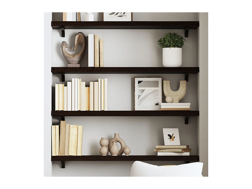 Étagère murale marron foncé 100x20x4cm bois chêne massif traité